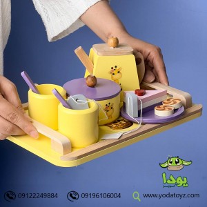 اسباب بازی چوبی ست چایخوری طرح  زرافه