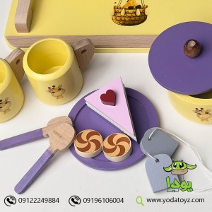 اسباب بازی چوبی ست چایخوری طرح  زرافه