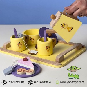 اسباب بازی چوبی ست چایخوری طرح  زرافه