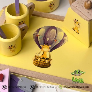 اسباب بازی چوبی ست چایخوری طرح  زرافه