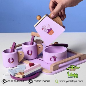 اسباب بازی چوبی ست چایخوری طرح  خرگوش