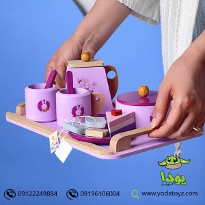 اسباب بازی چوبی ست چایخوری طرح  خرگوش