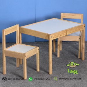 میز و صندلی چوبی کودک طرح ایکیا (یک میز و دو صندلی)