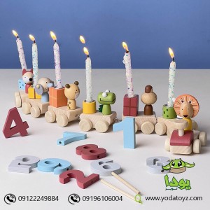 قطار تولد چوبی طرح حیوانات  پیکاردو picardo (بدنه واگن ها رنگ چوب)