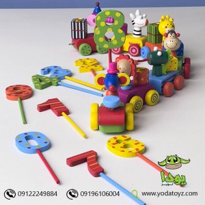 قطار تولد چوبی طرح حیوانات  پیکاردو picardo (بدنه واگن ها رنگارنگ)