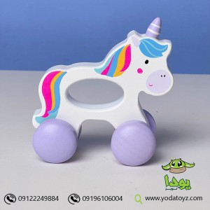 یونی کورن چرخدار چوبی (چرخ ها رنگی)