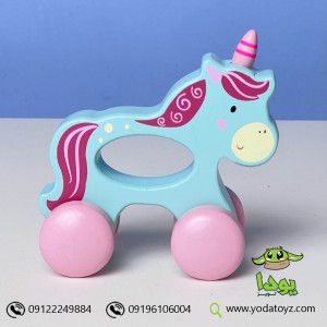 یونی کورن چرخدار چوبی (چرخ ها رنگی)