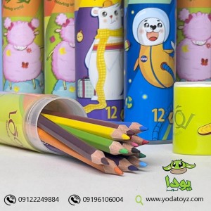 مداد رنگی 12 رنگ استوانه ای