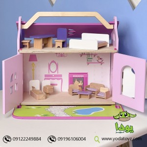 خانه عروسکی چوبی با لوازم