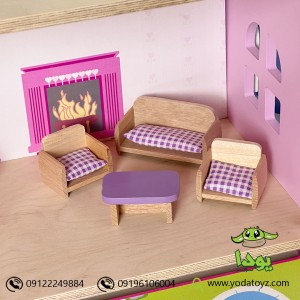 خانه عروسکی چوبی با لوازم