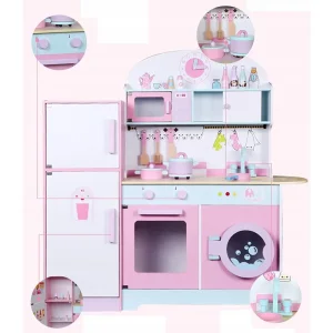 آشپزخانه کودک چوبی رنگ صورتی