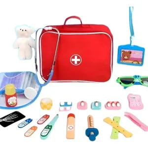 اسباب بازی پزشکی چوبی کودک با کیف قرمز 913