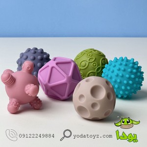 توپ حسی نوزادی 6 تکه رنگ ماکارون کد 1082