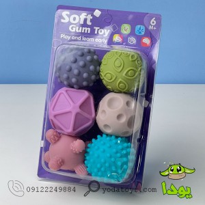 توپ حسی نوزادی 6 تکه رنگ ماکارون کد 1082