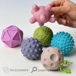 توپ حسی نوزادی 6 تکه رنگ ماکارون کد 1082