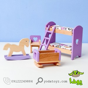وسایل خانه عروسکی مینیاتوری مدل اتاق خواب کودک رنگ بنفش