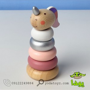 اسباب بازی برج هوش چوبی یونیکورن صورتی BZ-14-F