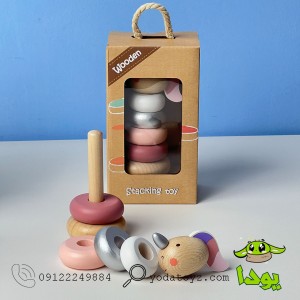 اسباب بازی برج هوش چوبی یونیکورن صورتی BZ-14-F