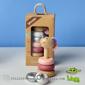 اسباب بازی برج هوش چوبی یونیکورن صورتی BZ-14-F