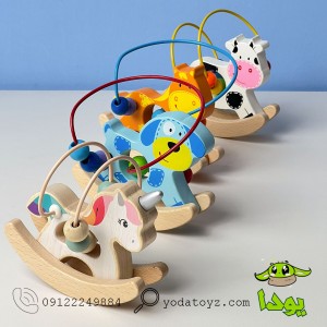 اسباب بازی میله و مهره چوبی طرح اسب نارنجی BZ-14-G
