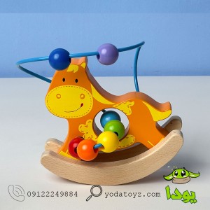اسباب بازی میله و مهره چوبی طرح اسب نارنجی BZ-14-G