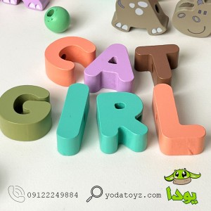 اسباب بازی نخ و مهره اعداد، حروف انگلیسی،حیوانات پازلی سطلی مدل jhtoy-103-3
