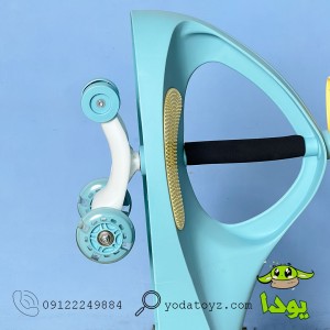 پلاسماکار کودک چرخ ژله ای و چراغدار رنگ آبی با نشیمن زرد