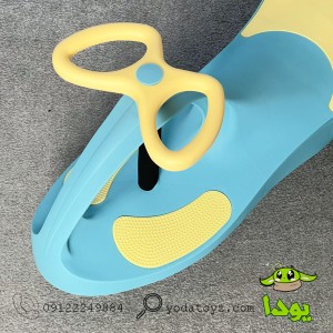 پلاسماکار کودک چرخ ژله ای و چراغدار رنگ آبی با نشیمن زرد