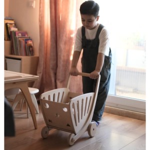 سبد خرید چرخدار چوبی کودک