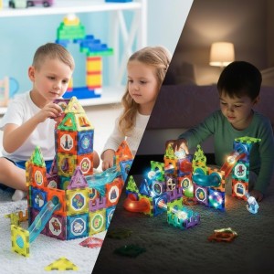 اسباب بازی کاشی مغناطیسی چراغ دار 75 تکه  2301 - light magnetic blocks