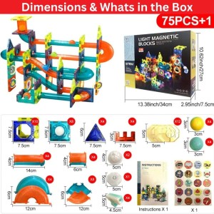 اسباب بازی کاشی مغناطیسی چراغ دار 75 تکه  2301 - light magnetic blocks