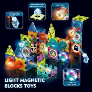 اسباب بازی کاشی مغناطیسی چراغ دار 75 تکه  2301 - light magnetic blocks