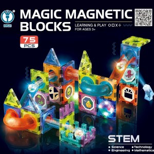 اسباب بازی کاشی مغناطیسی چراغ دار 75 تکه  2301 - light magnetic blocks