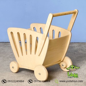 سبد خرید چرخدار چوبی کودک