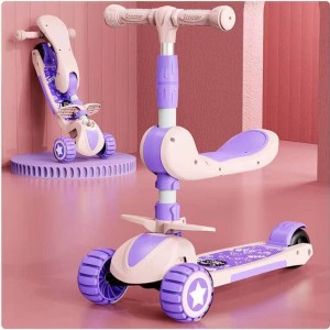 اسکوتر صندلی دار کودک دخترانه رنگ صورتی qy-k23
