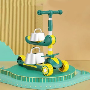 اسکوتر صندلی دار کودک رنگ سبز-زرد qy-k23
