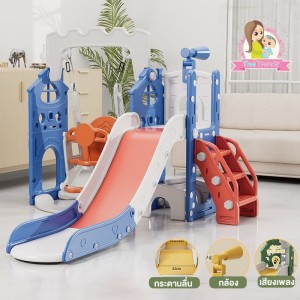 مجموعه بازی کودکان شامل تاب، سرسره، تلسکوپ طرح قلعه کد UN-JD51