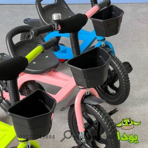 سه چرخه با چرخ های کمکی  وارداتی رنگ صورتی مدل jjk-001