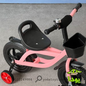 سه چرخه با چرخ های کمکی  وارداتی رنگ صورتی مدل jjk-001