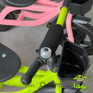 سه چرخه با چرخ های کمکی  وارداتی رنگ سبز فسفری مدل jjk-001