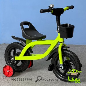 سه چرخه با چرخ های کمکی  وارداتی رنگ سبز فسفری مدل jjk-001