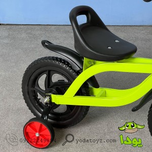 سه چرخه با چرخ های کمکی  وارداتی رنگ سبز فسفری مدل jjk-001
