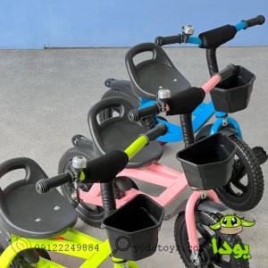 سه چرخه با چرخ های کمکی  وارداتی رنگ آبی مدل jjk-001