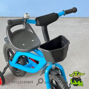 سه چرخه با چرخ های کمکی  وارداتی رنگ آبی مدل jjk-001