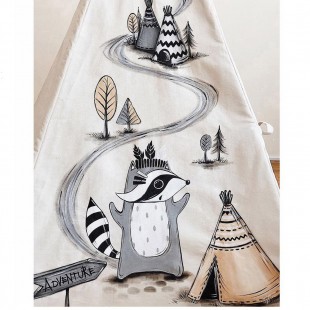 چادر بازی کودک مدل سرخپوستی با تشک طرح راکون