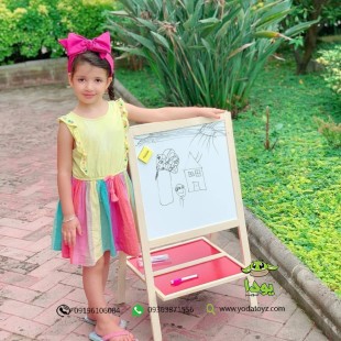 تخته نقاشی کودک چوبی دو طرفه PALIZAN