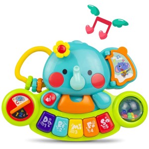 ارگ کودک و نوزاد طرح فیل برند هولی تویز-Multifunctional Musical Toys Elephant Piano Keyboard Light Up Learning Educational Toys