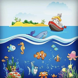 دیوارپوش فومی یا محاظ دیوار مهدکودک و اتاق کودک طرح حیوانات دریایی