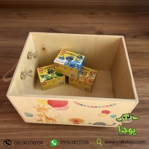 جعبه اسباب بازی چوبی چرخدار اتاق کودک