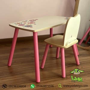 ست میز و صندلی چوبی کودک دخترانه